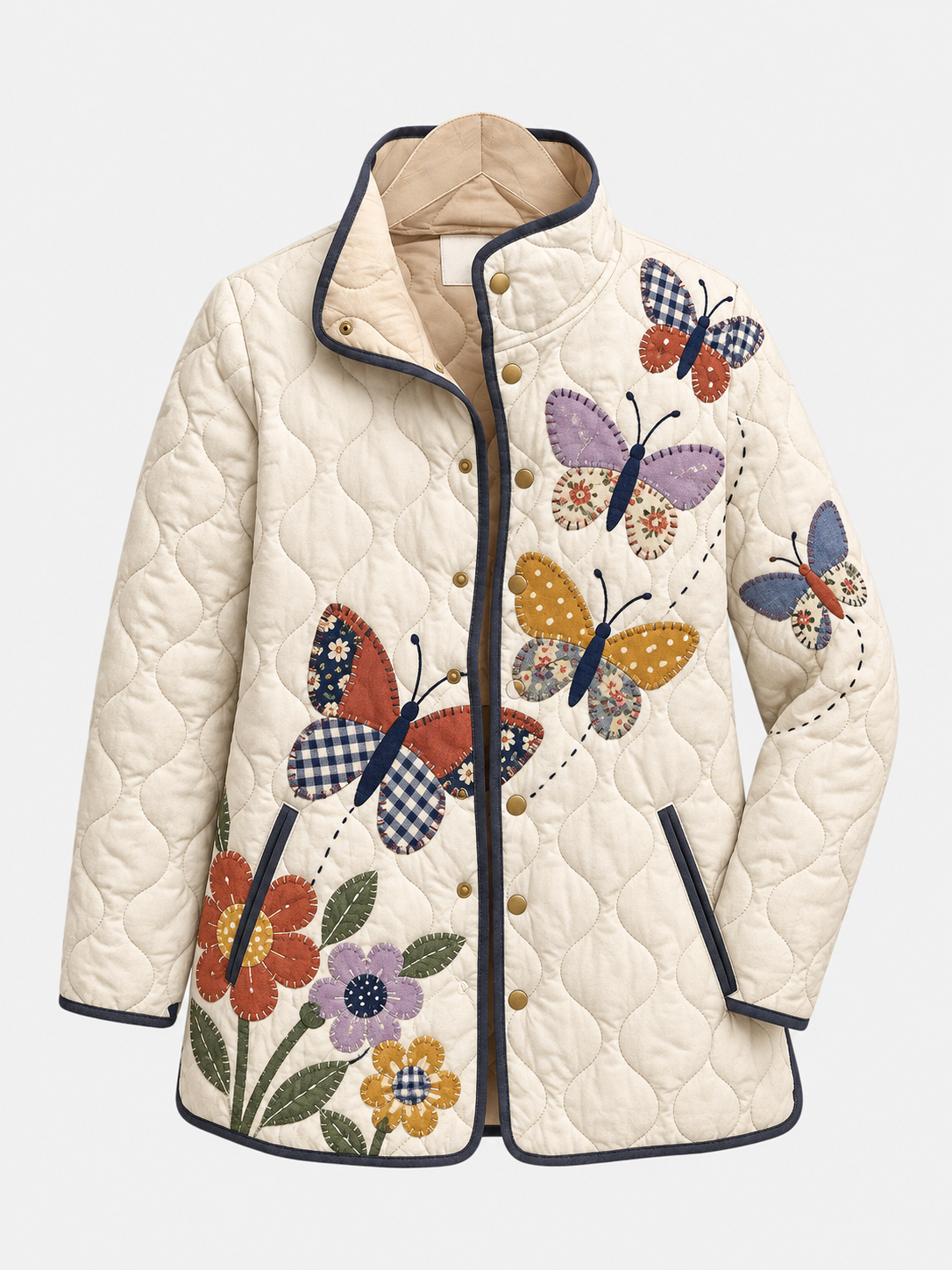 Cream Butterfly Meadow Quilted Jacket