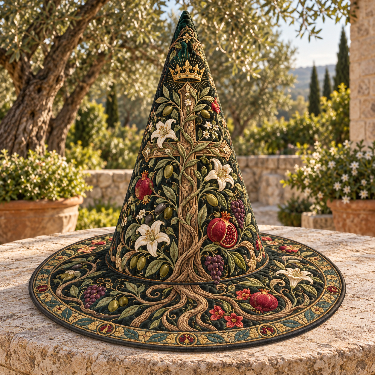 White Lily Garden Faith Quilted Witch Hat