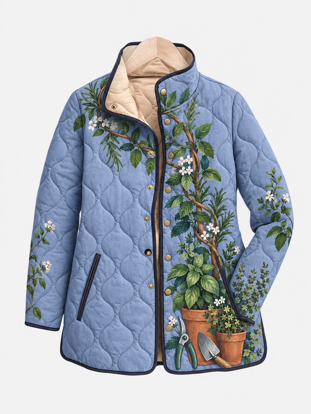 Potted Plant Botanical Garden Quilted Jacket