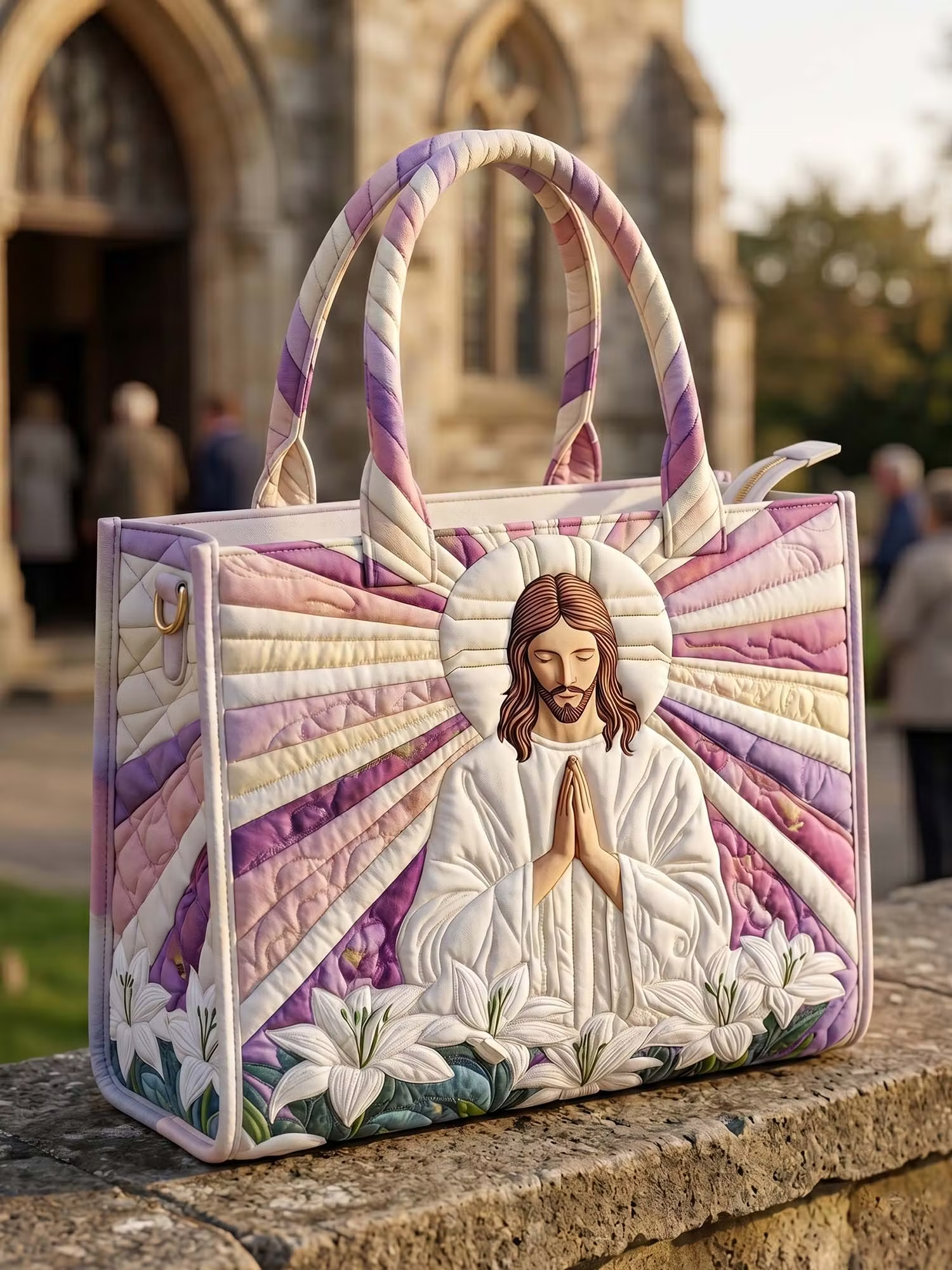 Jesus Quilted Leather Strap Bible Handbag