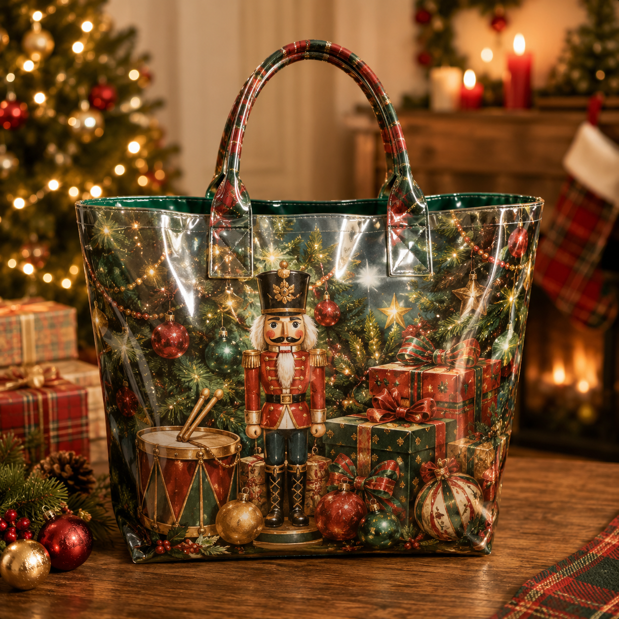 Nutcracker Holiday Gifts PVC Tote Bag