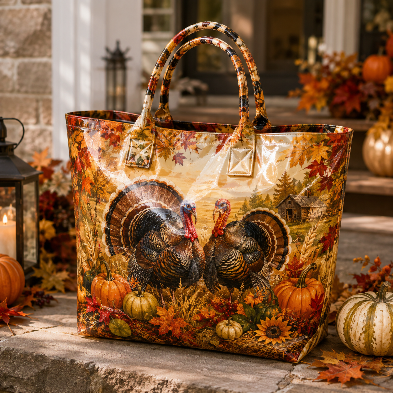 Turkey Pumpkin Harvest PVC Tote Bag
