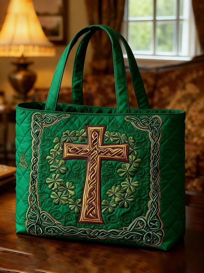 Cross Saint Patrick's Day Irish Quilted Bag