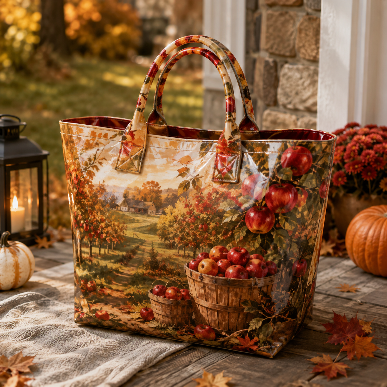 Autumn Apple Orchard PVC Tote Bag