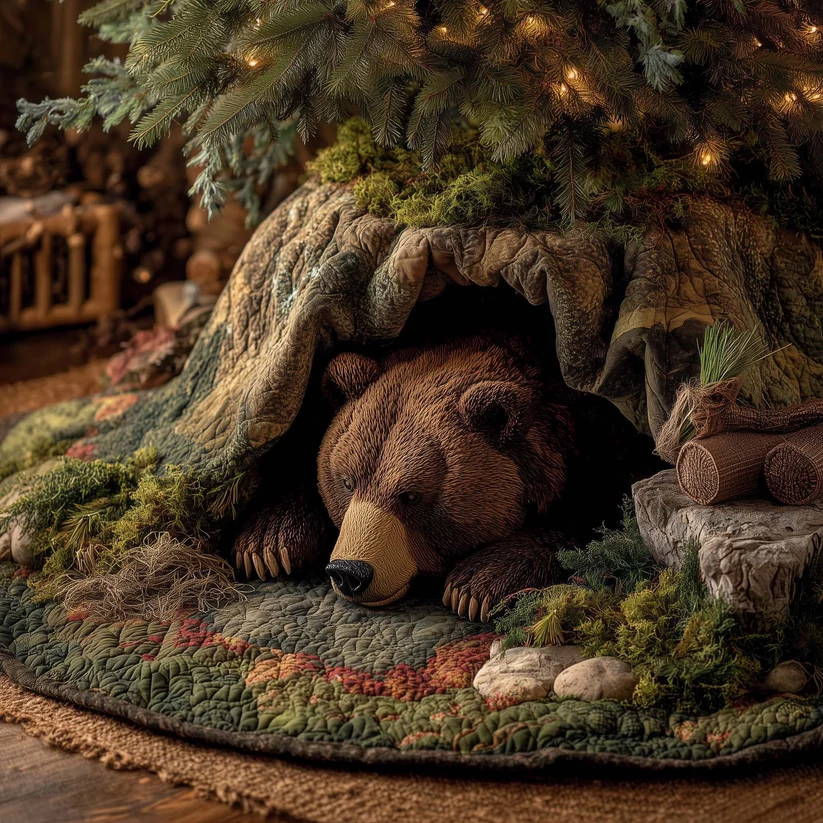 Bear Forest Spirit Quilted Tree Skirt