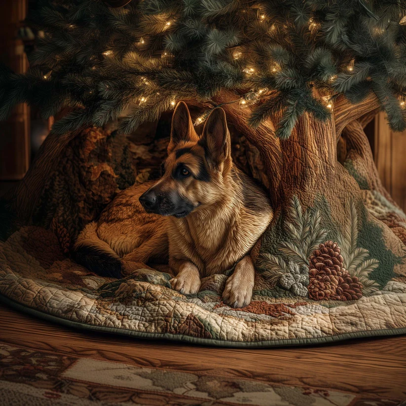 German Shepherd Quilted Tree Skirt