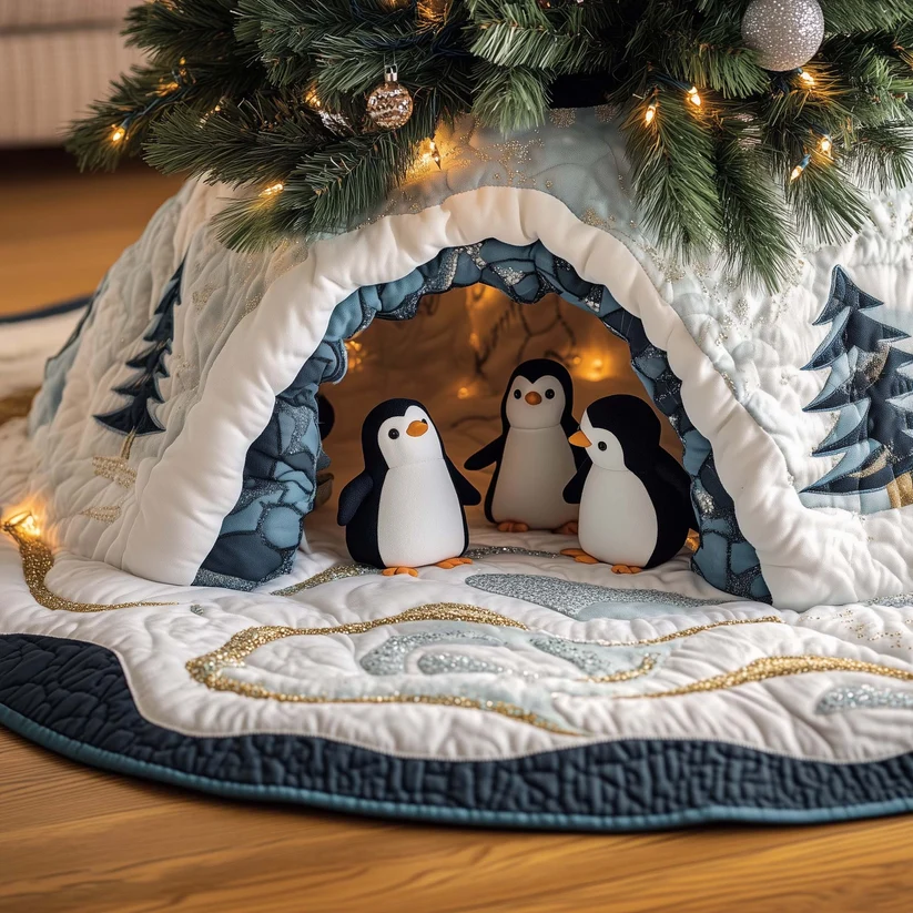 Penguin Quilted Tree Skirt