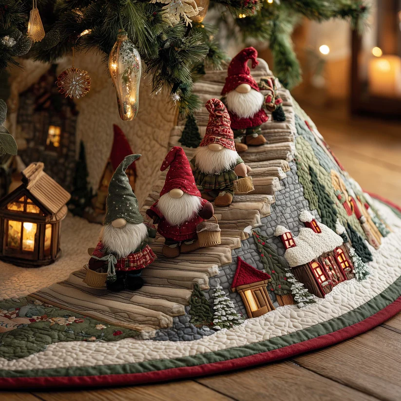Snowy Gnome Quilted Tree Skirt