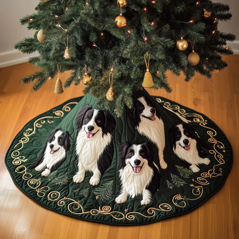 Border Collie Quilted Tree Skirt