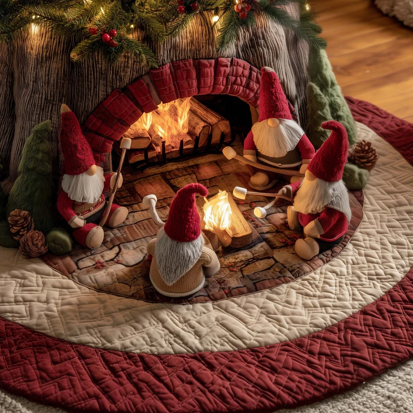 Toasty Gnome Quilted Tree Skirt