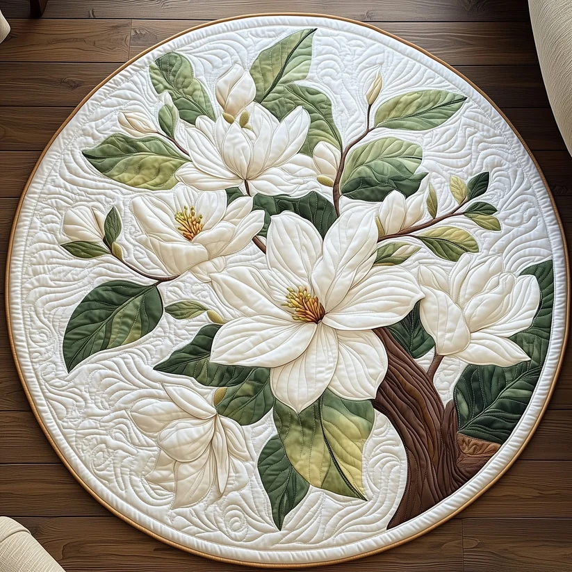 Elegant Blooms Quilted Round Mat
