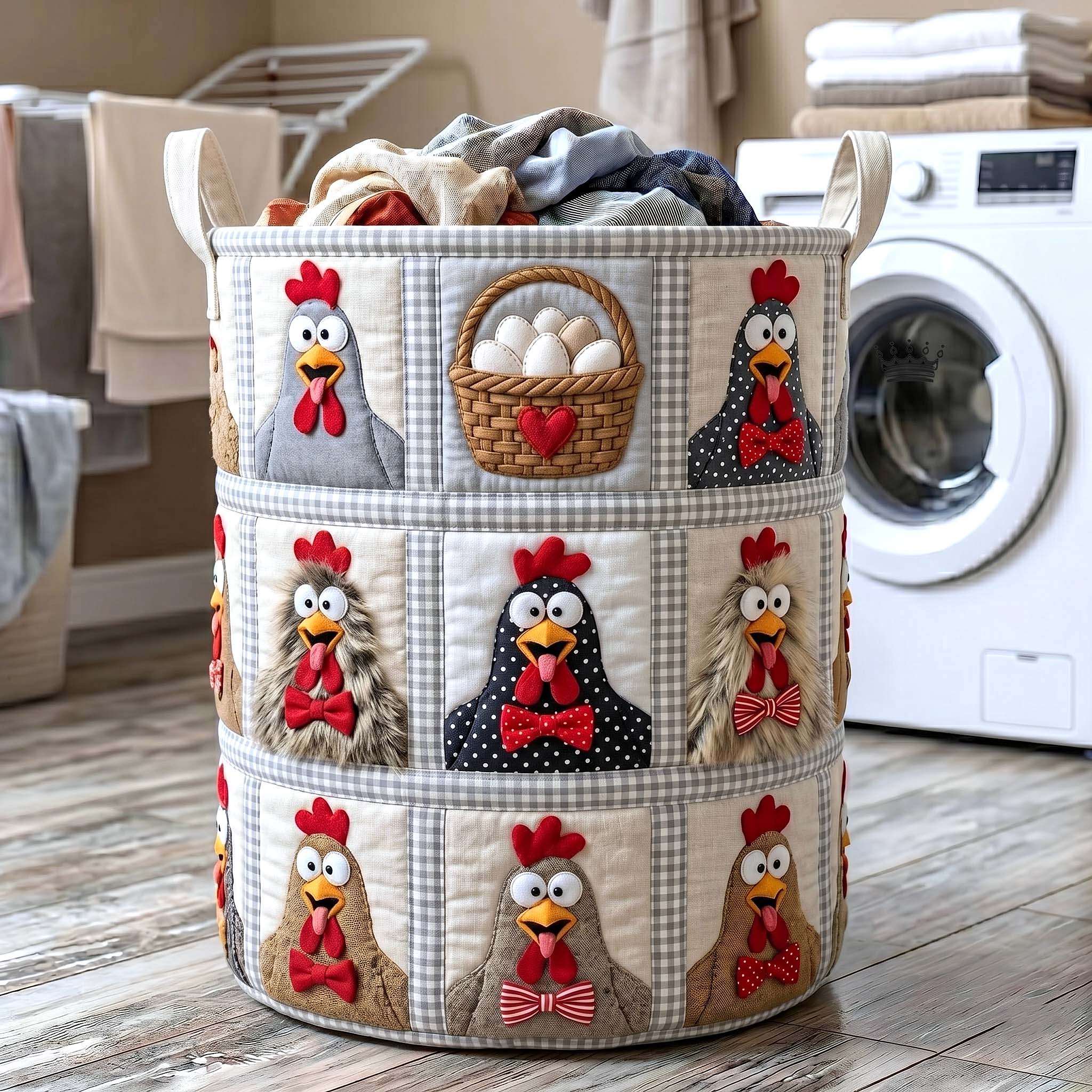 Homestead Hen Quilted Laundry Basket GFTOTP19407