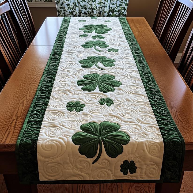 Irish Shamrock St.Patrick Day Quilted Table Runner TC1000