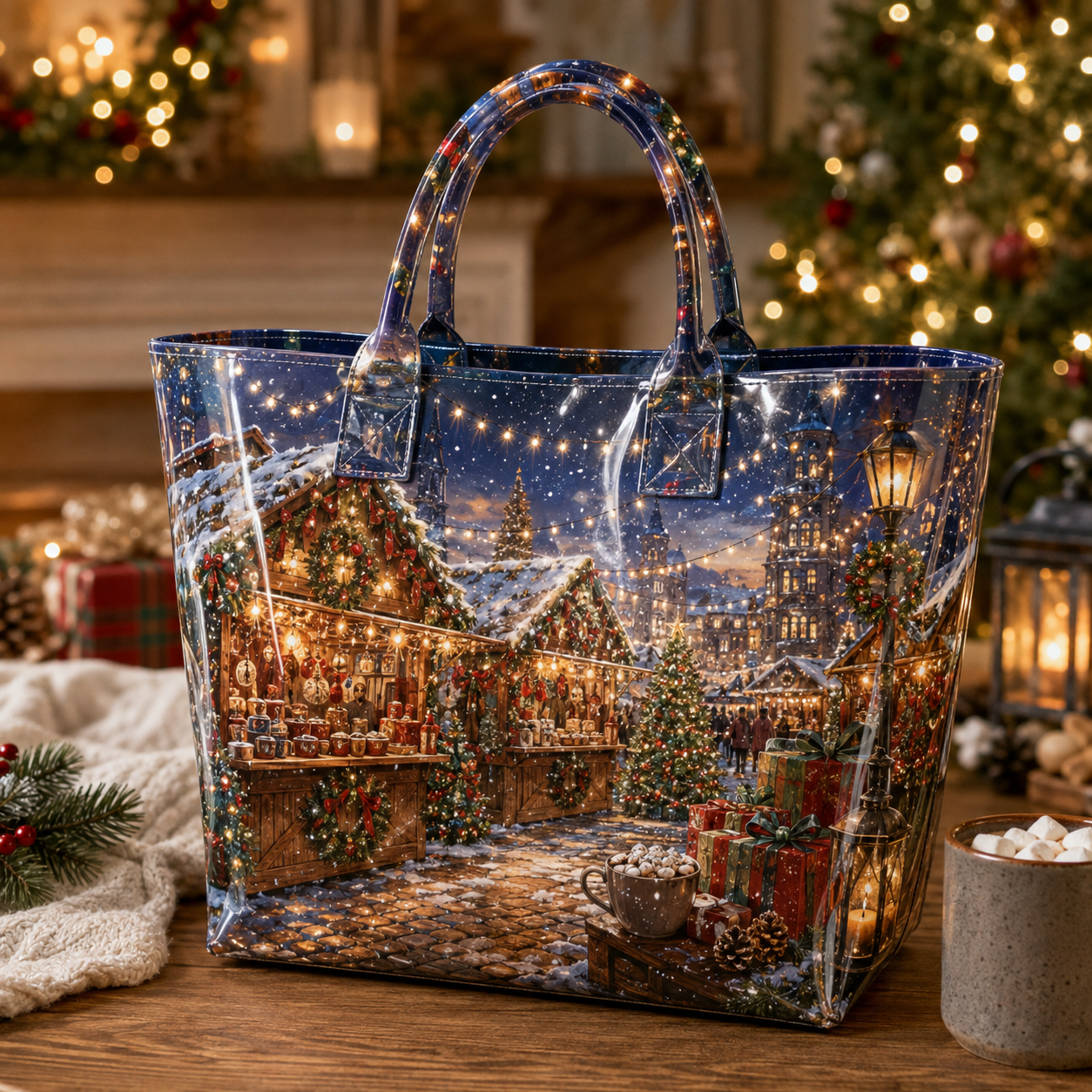 Christmas Market Village PVC Tote Bag