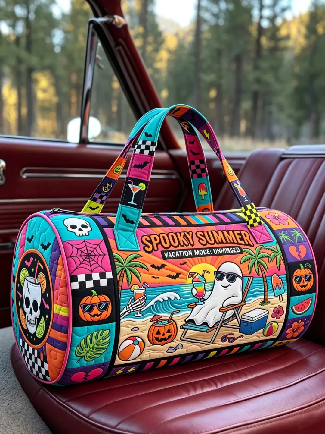 Spooky Summer Beach Quilted Duffle Bag