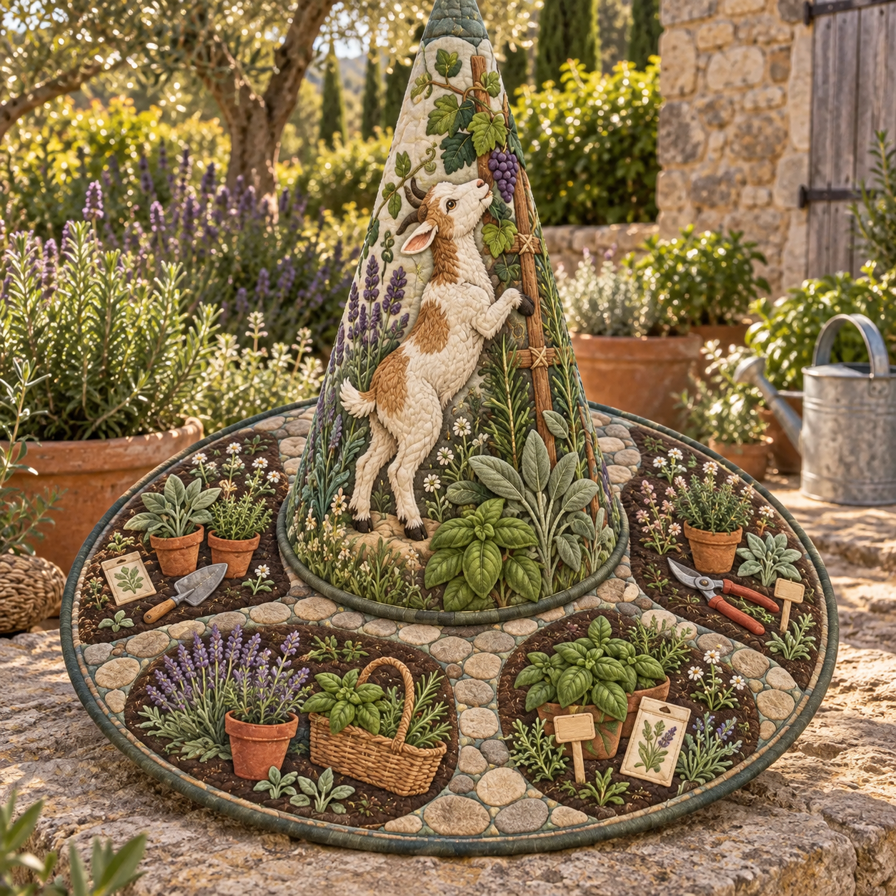 Rose Garden Donkey Quilted Witch Hat