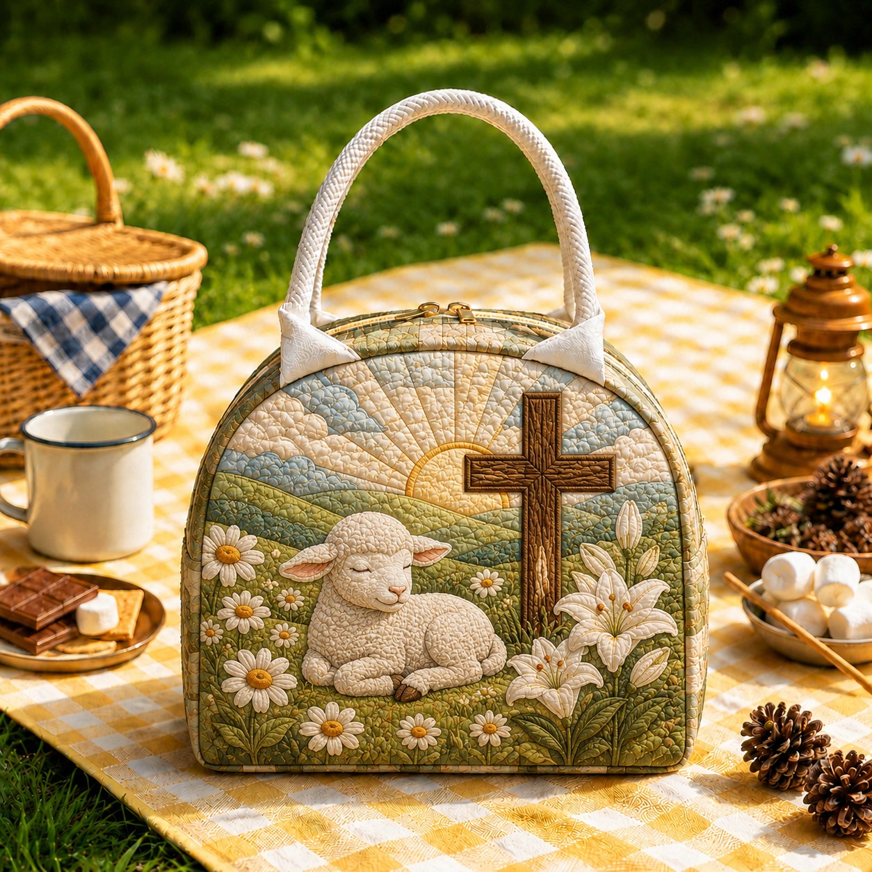 Lamb & Cross Meadow Quilted Lunch Bag