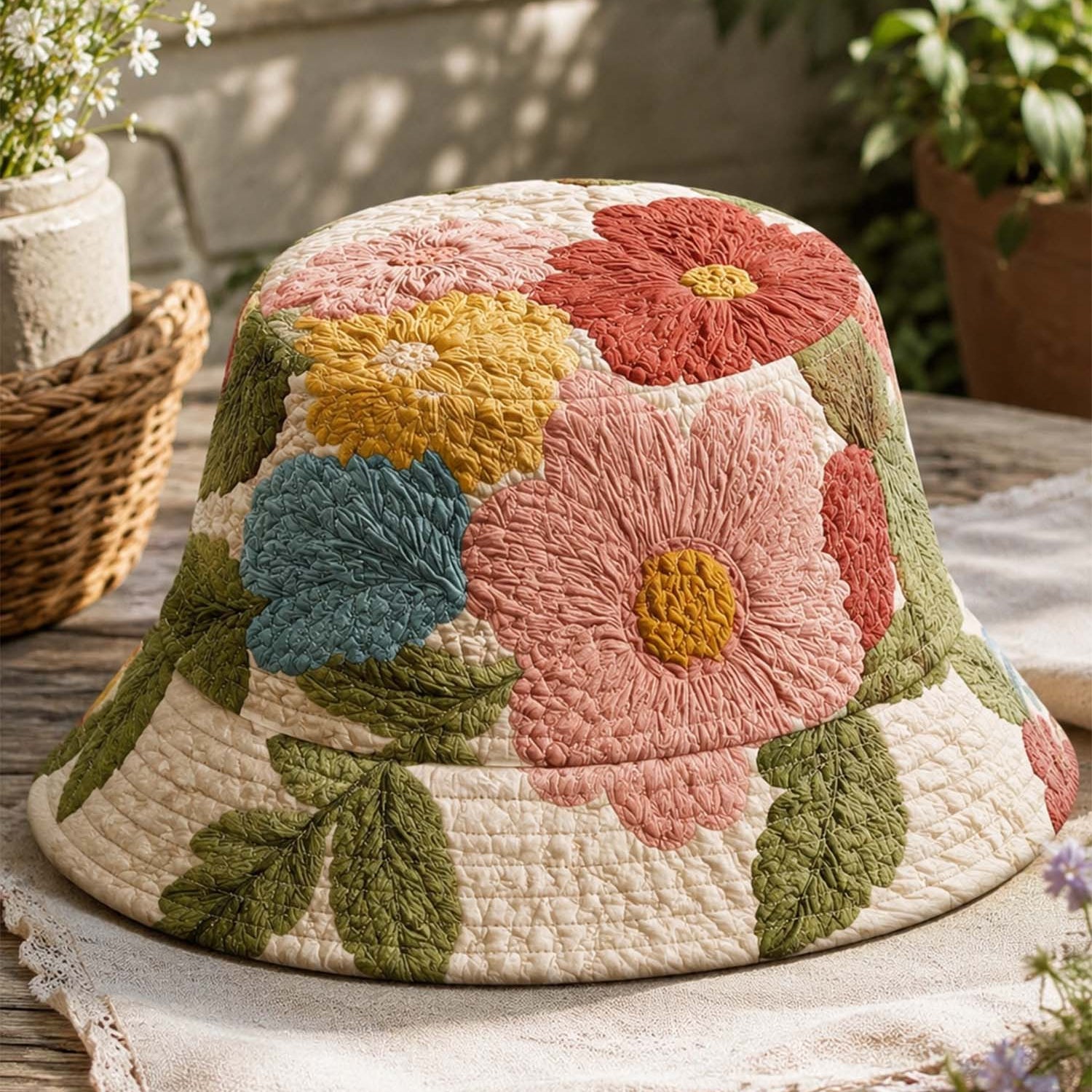 Vintage Floral Quilted Fishing Hat