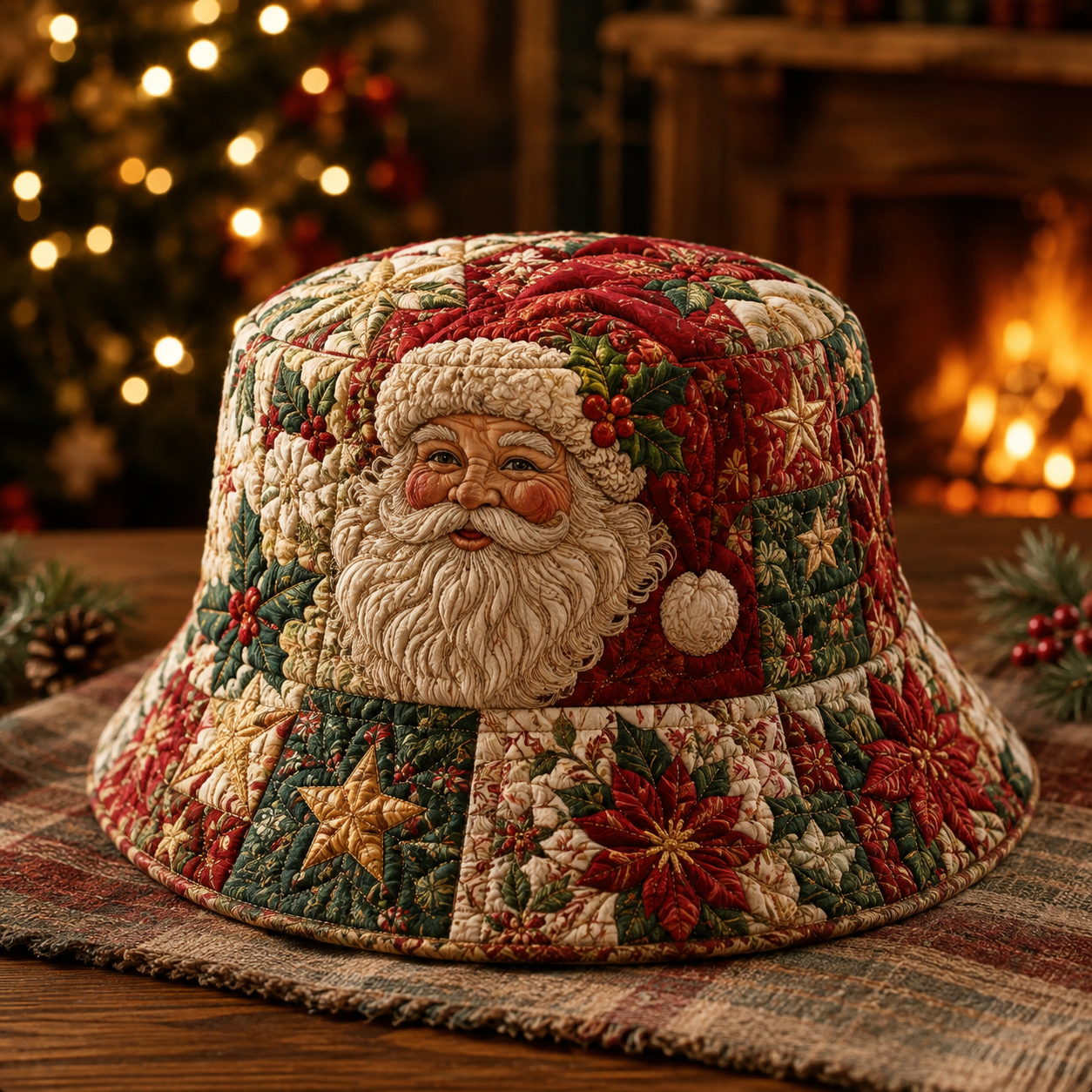 Santa Claus Patchwork Quilted Fishing Hat