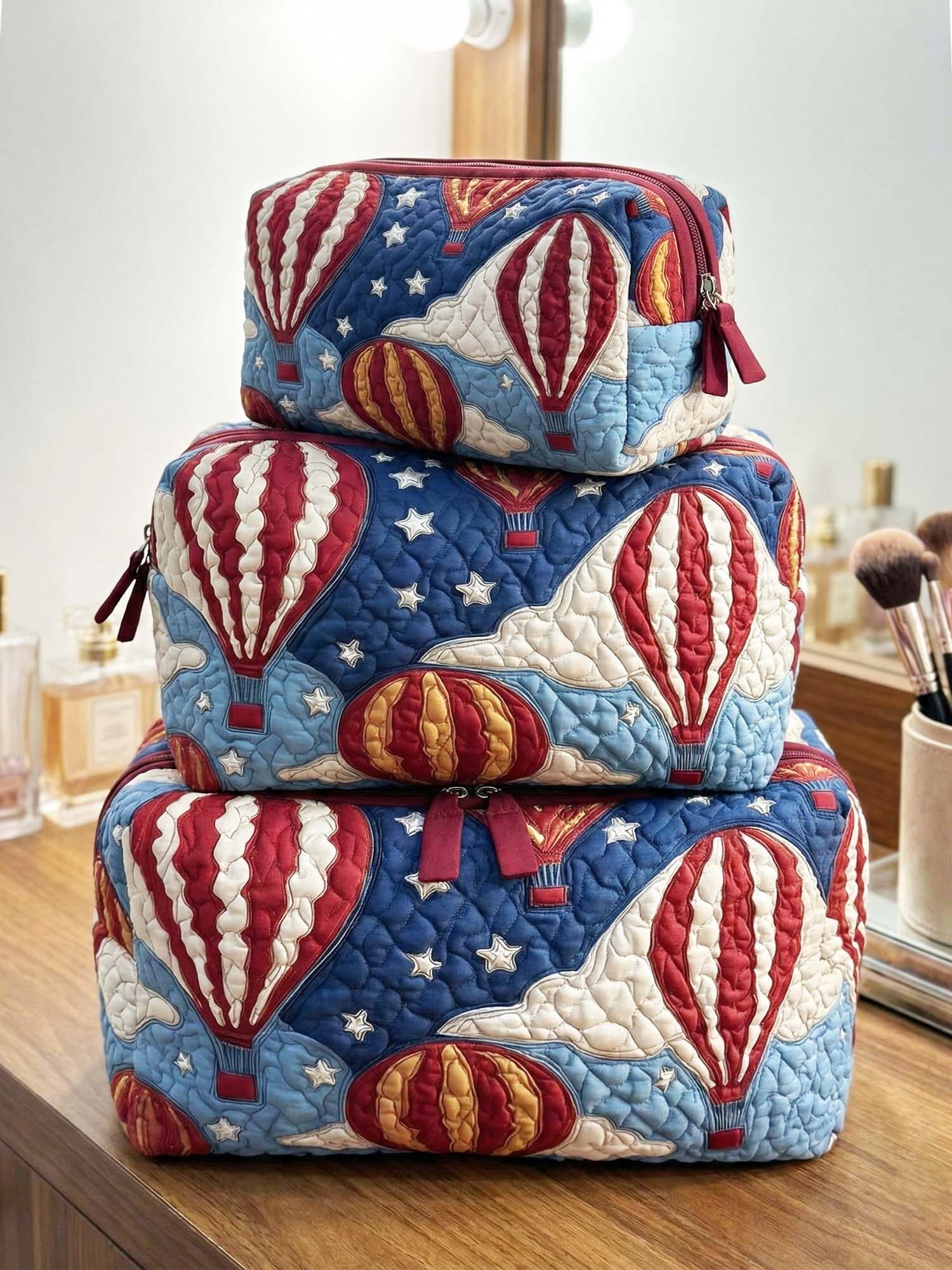 Hot Air Balloon Quilted Cosmetic Bag