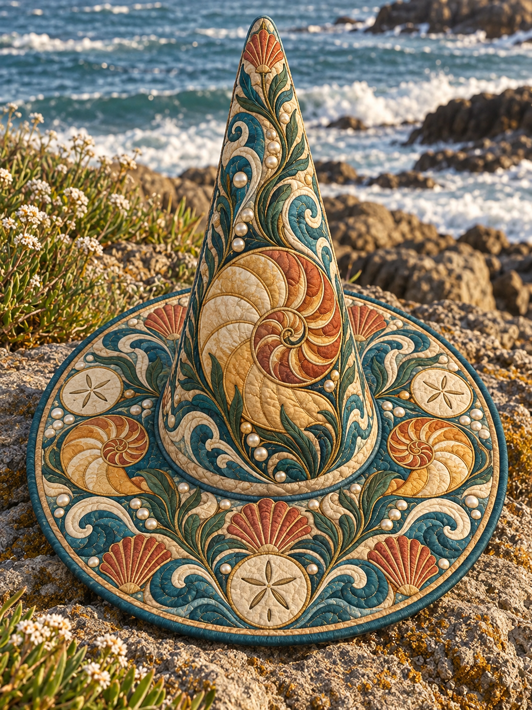 Nautilus Seashell Ocean Quilted Witch Hat