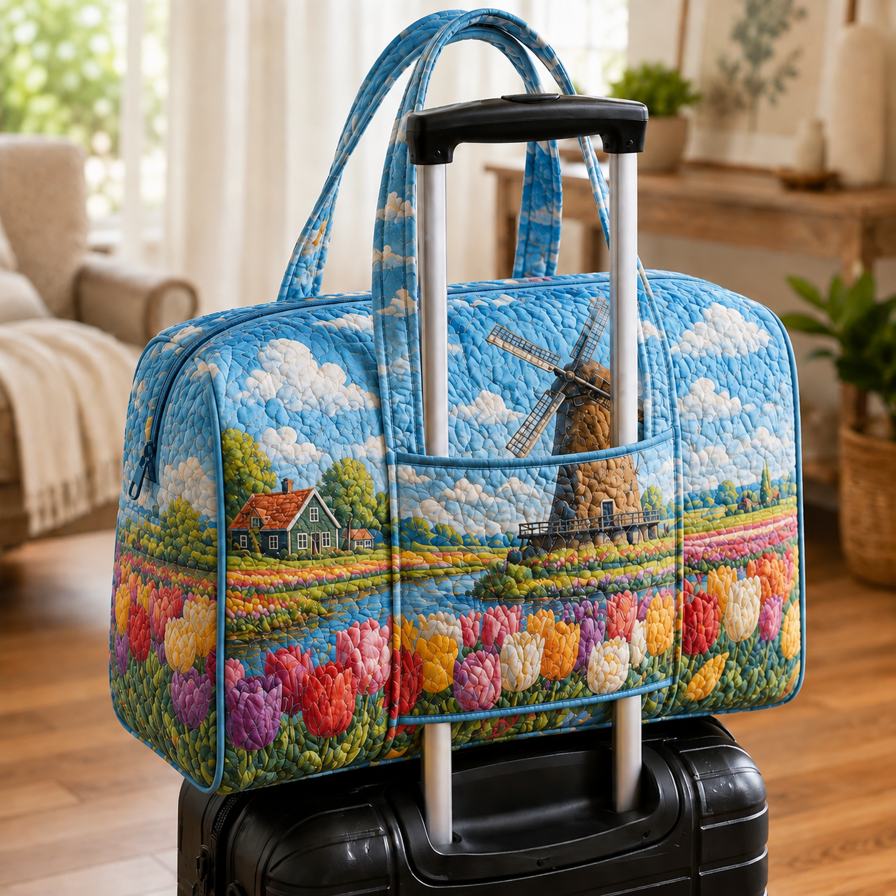 Tulip Windmill Countryside Quilted Weekender Bag With Trolley Sleeve