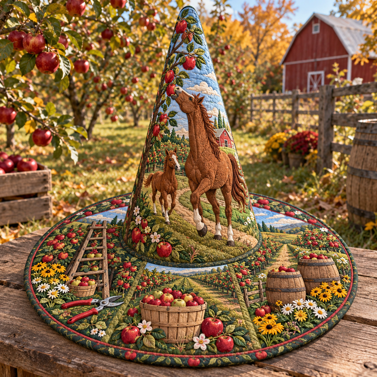 Rooster Vegetable Garden Quilted Witch Hat