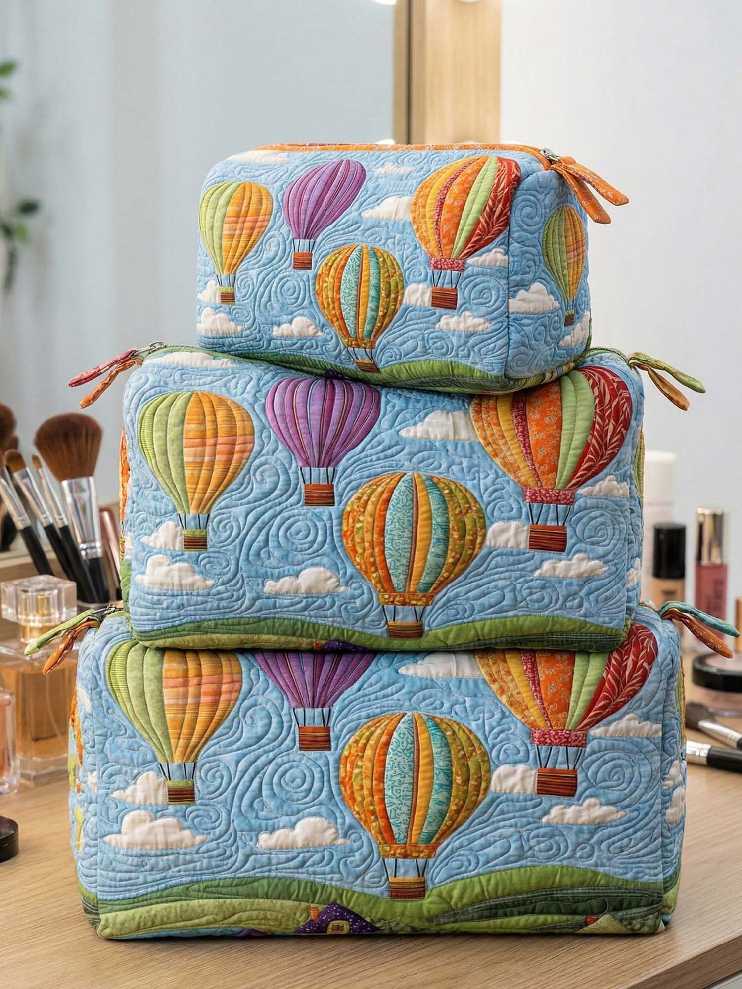 Hot Air Balloon Quilted Cosmetic Bag