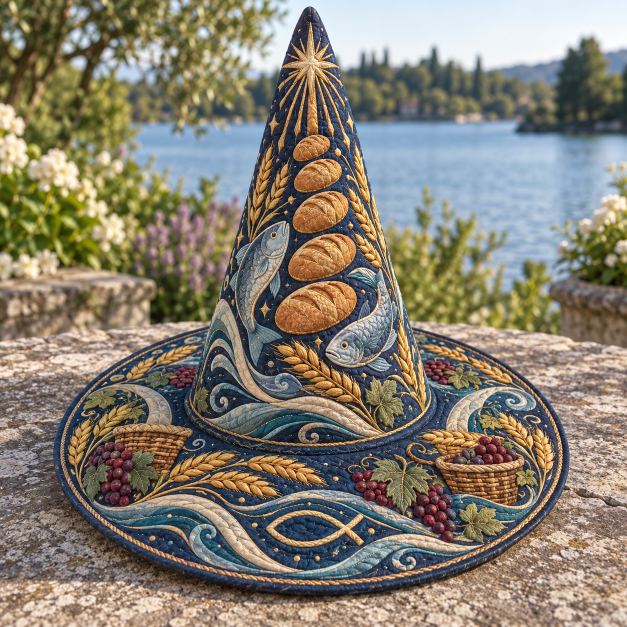 Loaves and Fishes Blessing Quilted Witch Hat