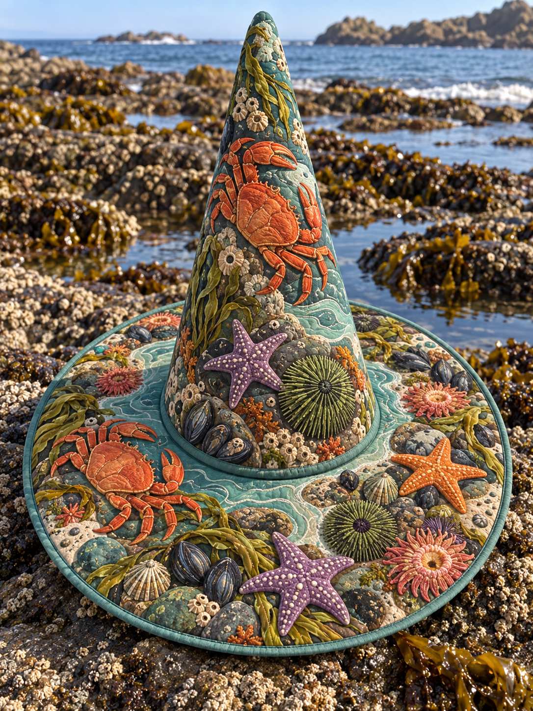 Crab Tide Pool Quilted Witch Hat