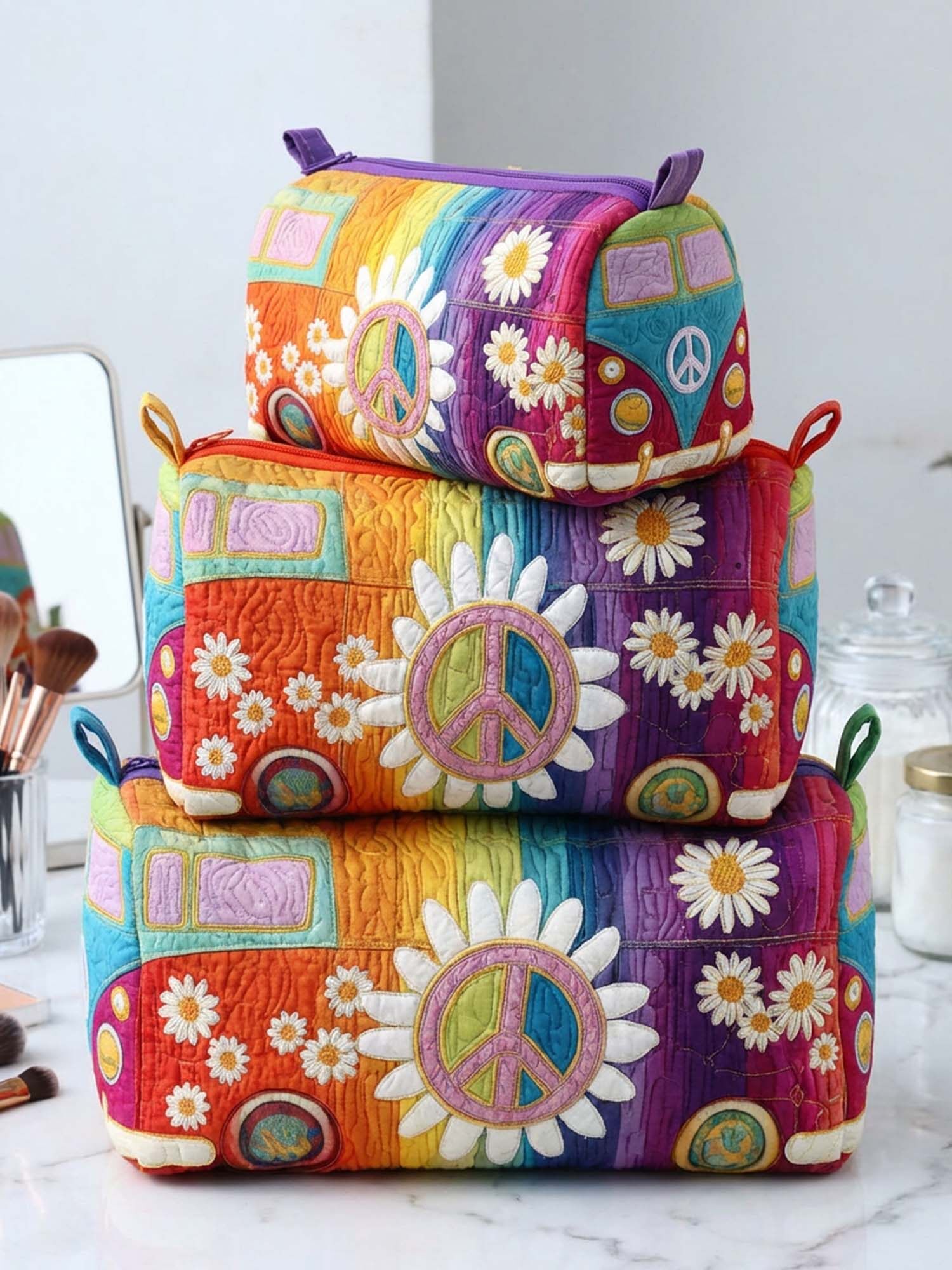 Hippie Van Quilted Cosmetic Bag