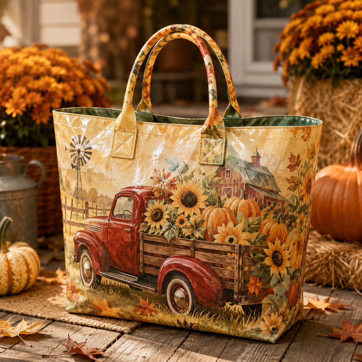 Vintage Truck Fall Harvest PVC Tote Bag