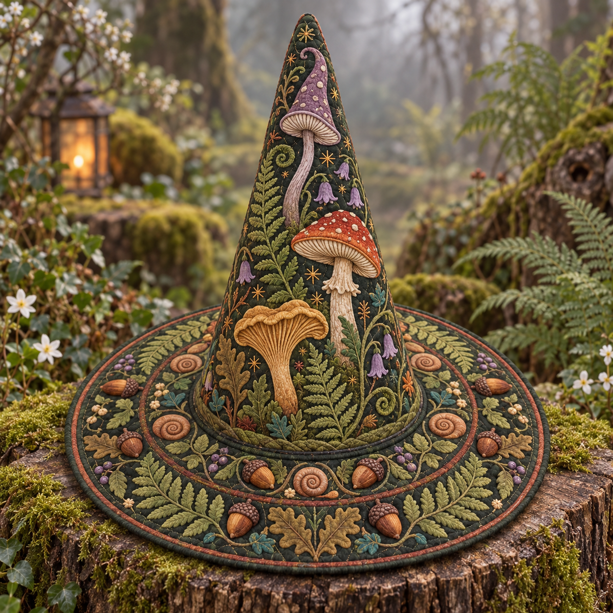 Enchanted Forest Mushroom Quilted Witch Hat