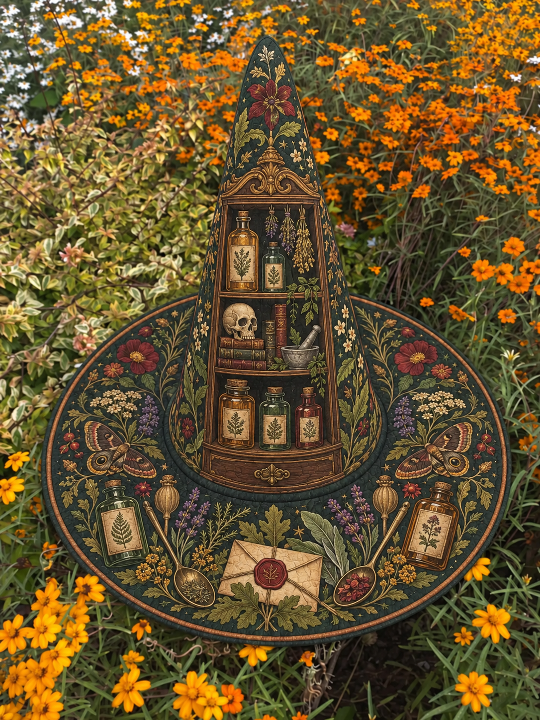 Witch Apothecary Cabinet Quilted Witch Hat