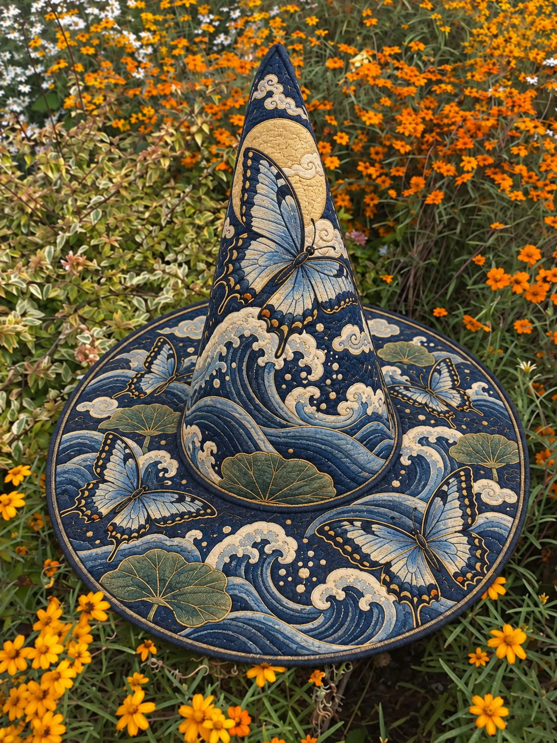 Ocean Wave Butterfly Quilted Witch Hat