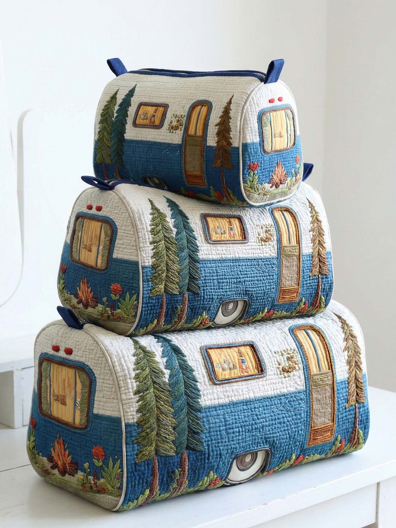 Forest Campervan Quilted Cosmetic Bag