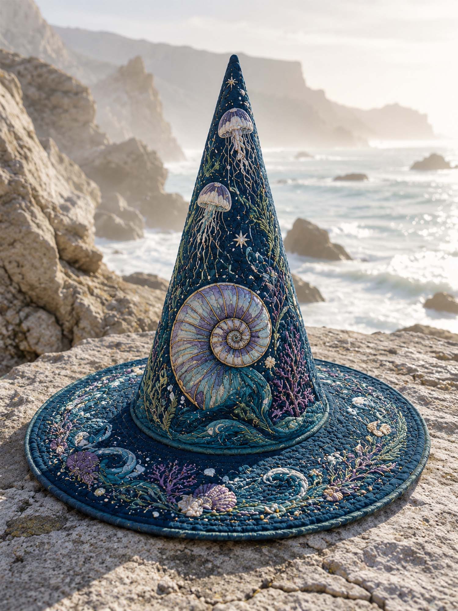 Ocean Jellyfish Nautilus Quilted Witch Hat
