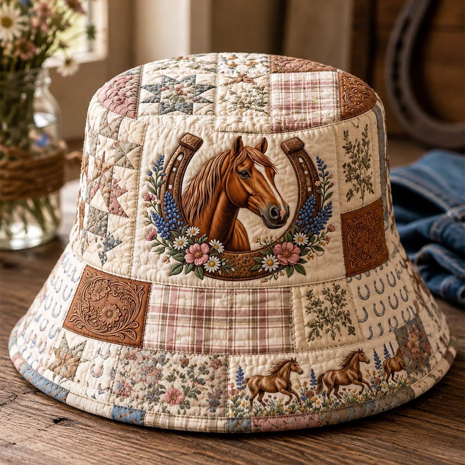 Western Horse Quilted Fishing Hat