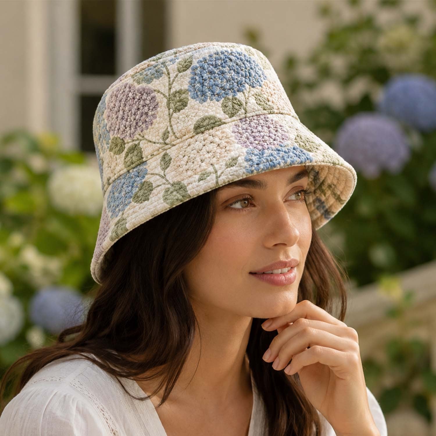 Hydrangea Floral Quilted Fishing Hat