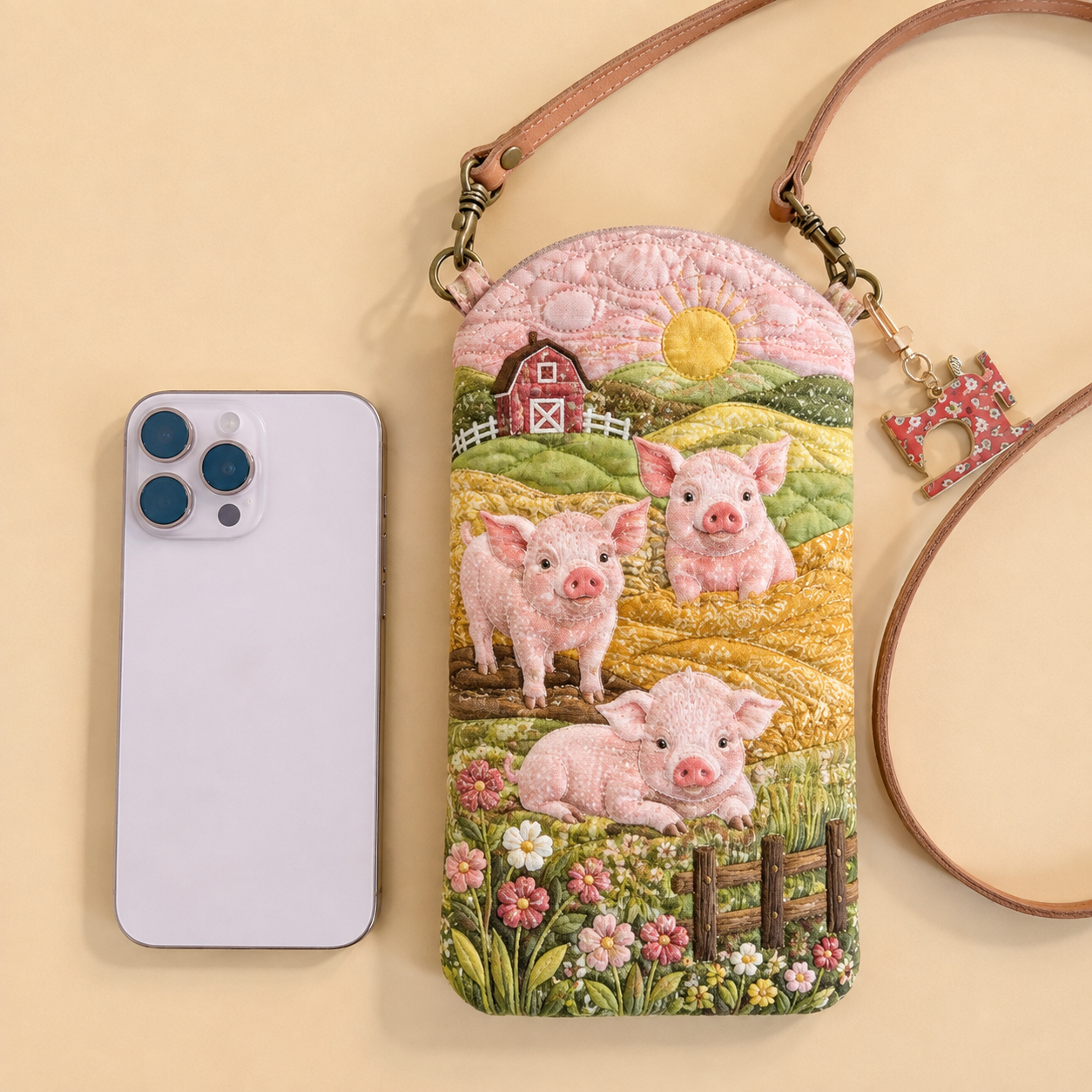 Sunny Piglet Farm Quilted Slim Phone Crossbody Bag