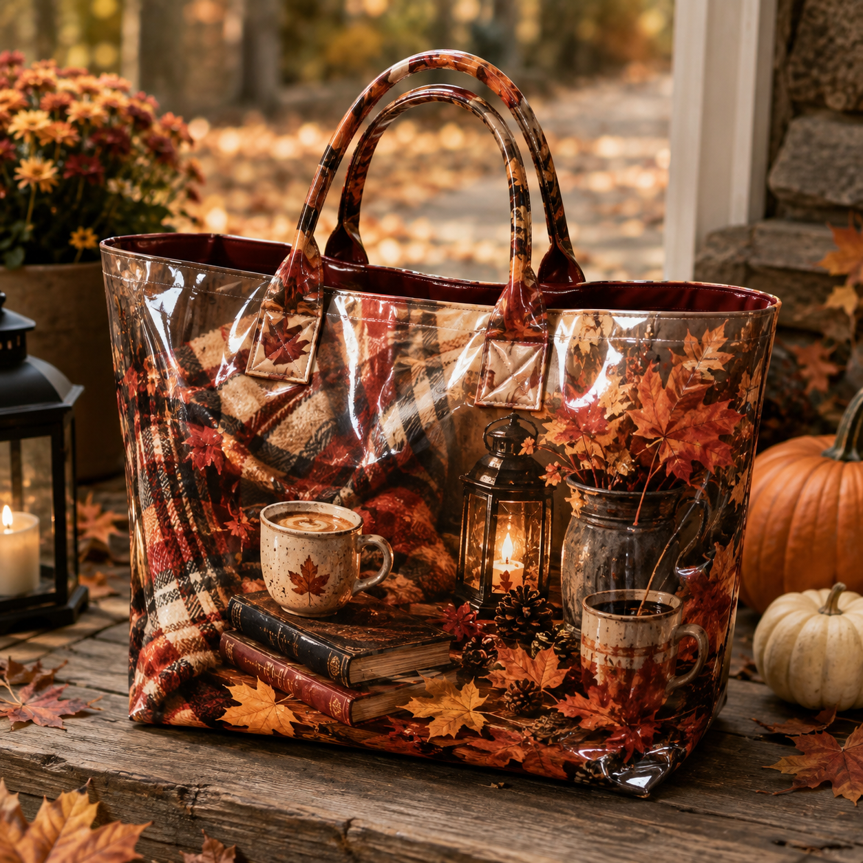 Cozy Autumn Coffee PVC Tote Bag