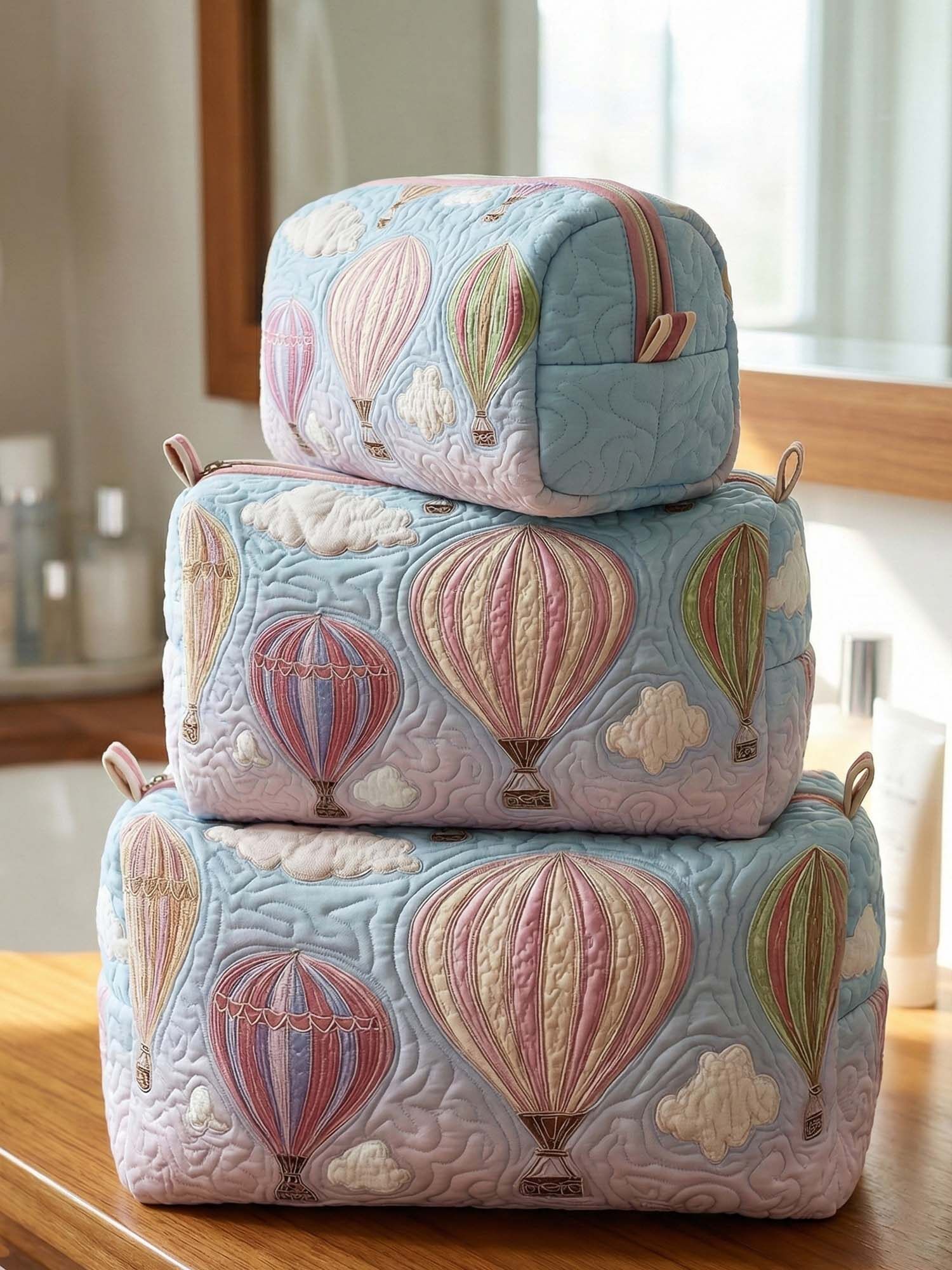 Hot Air Balloon Quilted Cosmetic Bag