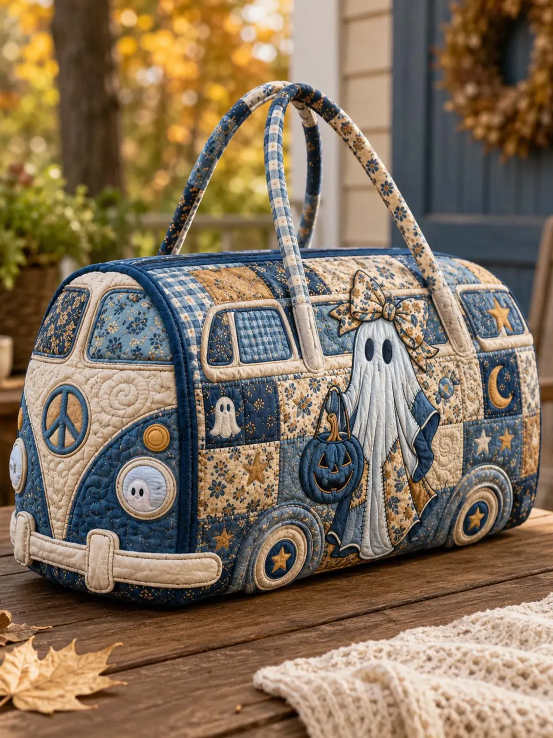 Vintage Ghost Van Quilted Duffle Bag