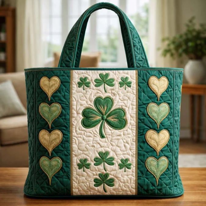 Heart Saint Patrick's Day Quilted Bag