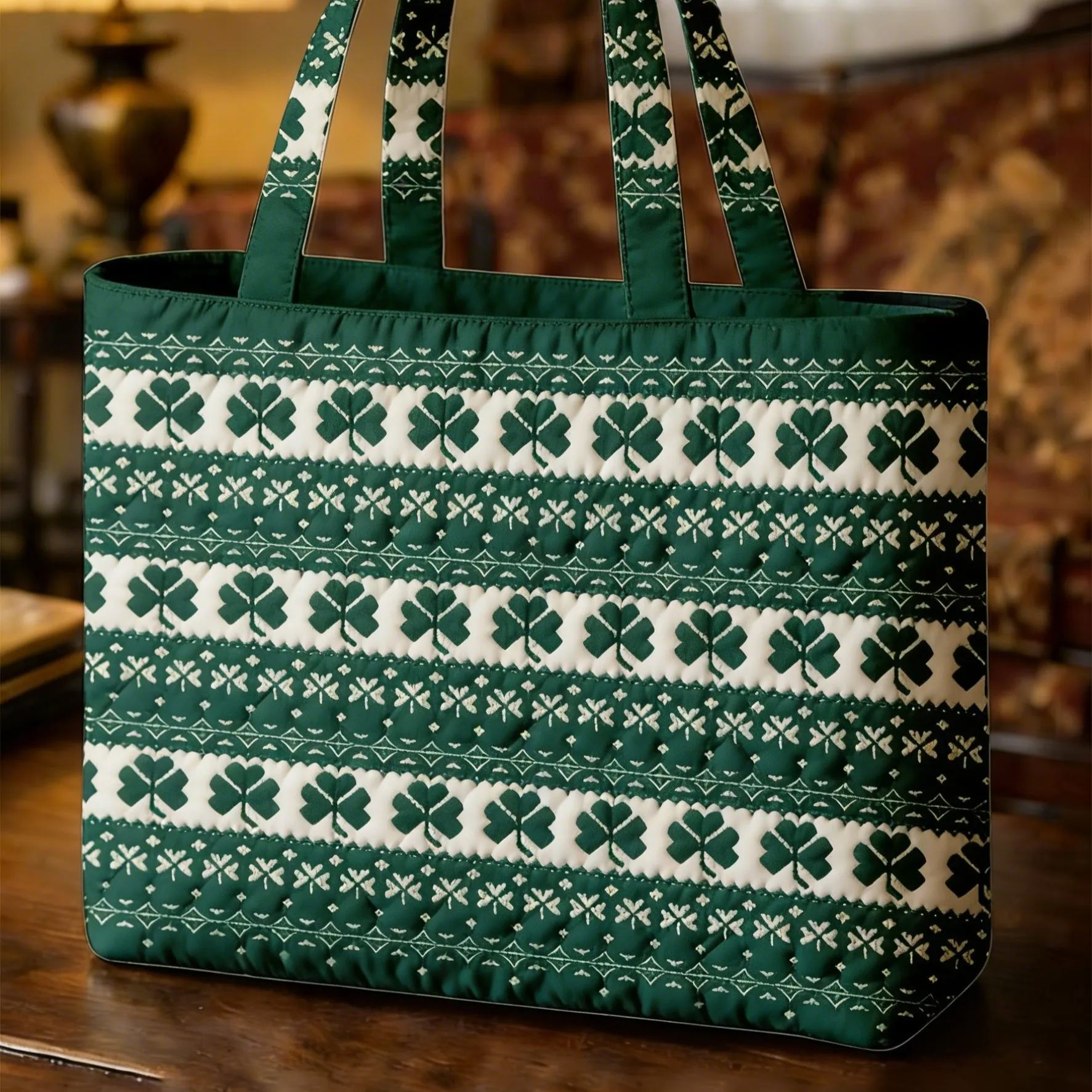 Irish Shamrock Green Saint Patrick's Day Quilted Bag