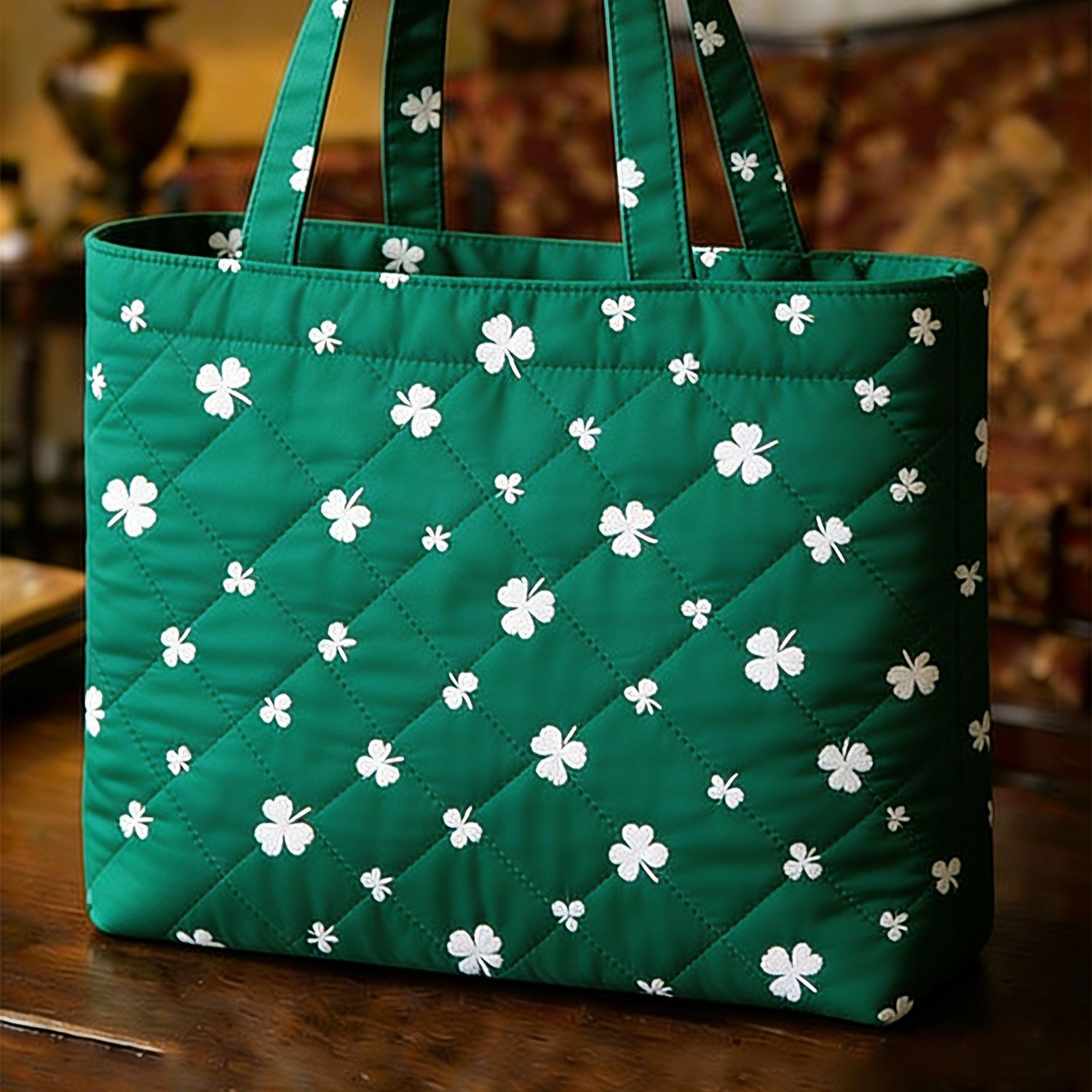 Small Green Irish Shamrock Saint Patrick's Day Quilted Bag