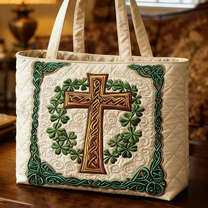 Cross Saint Patrick's Day Irish Quilted Bag
