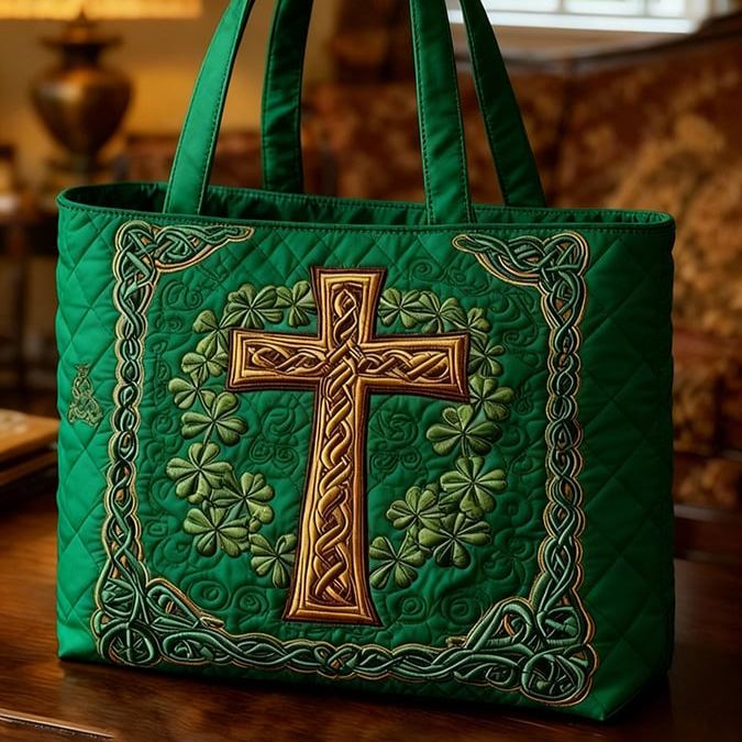 Cross Saint Patrick's Day Irish Quilted Bag