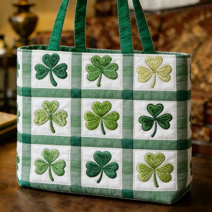 Green Saint Patrick Stripe Laurent Quilted Bag