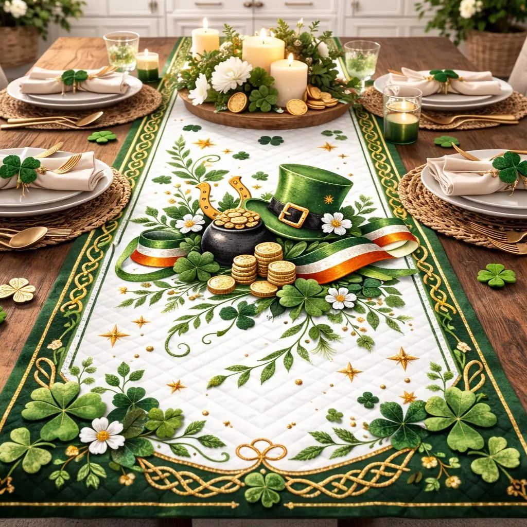 Lucky Irish St.Patrick Day Quilted Table Runner TC1002